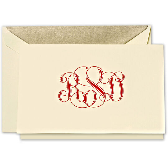Hand Engraved Monogrammed Lightweight Folded Note Cards